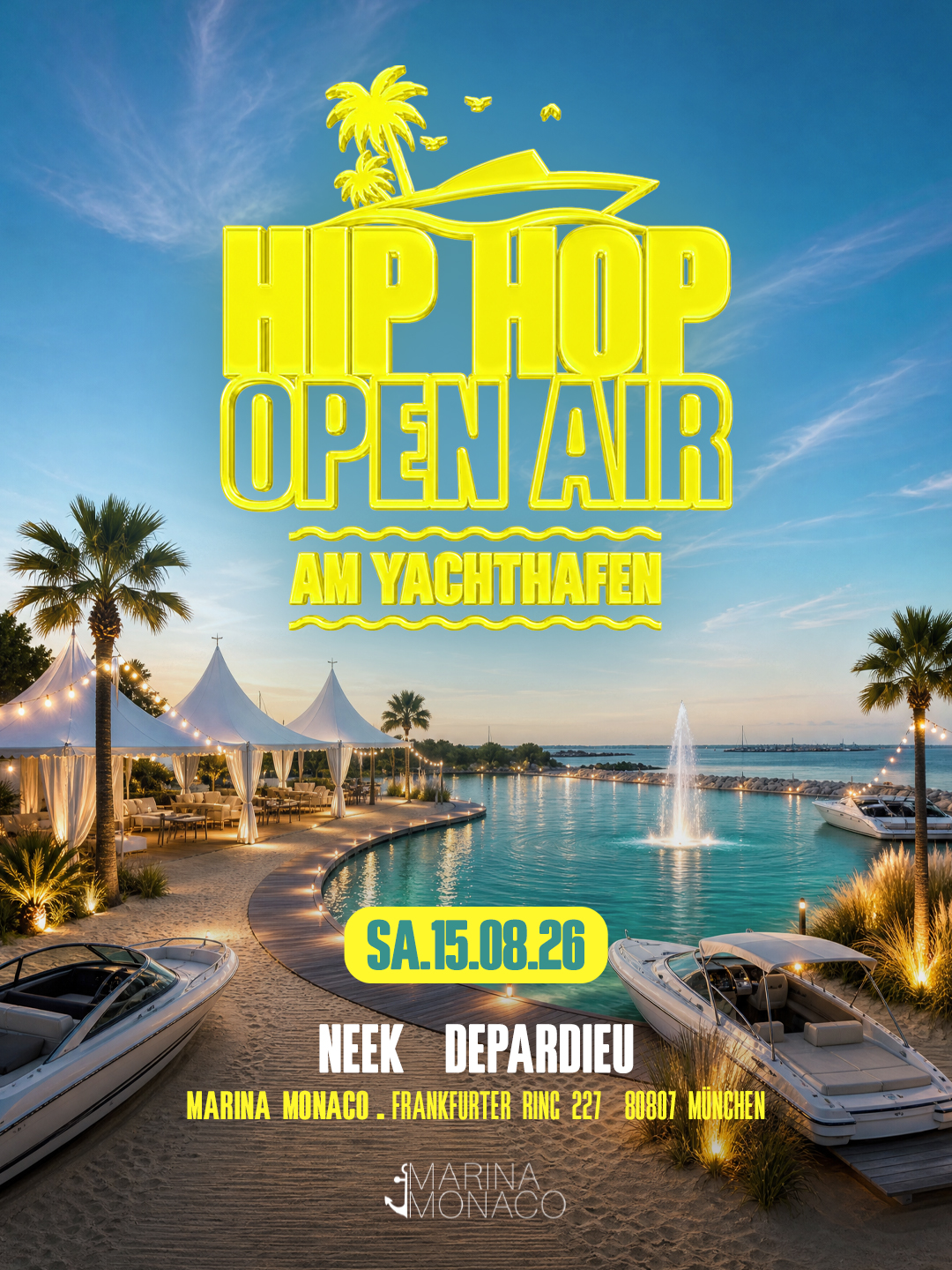 Flyer Hip Hop Open Air am Yachthafen am 15.08.2026